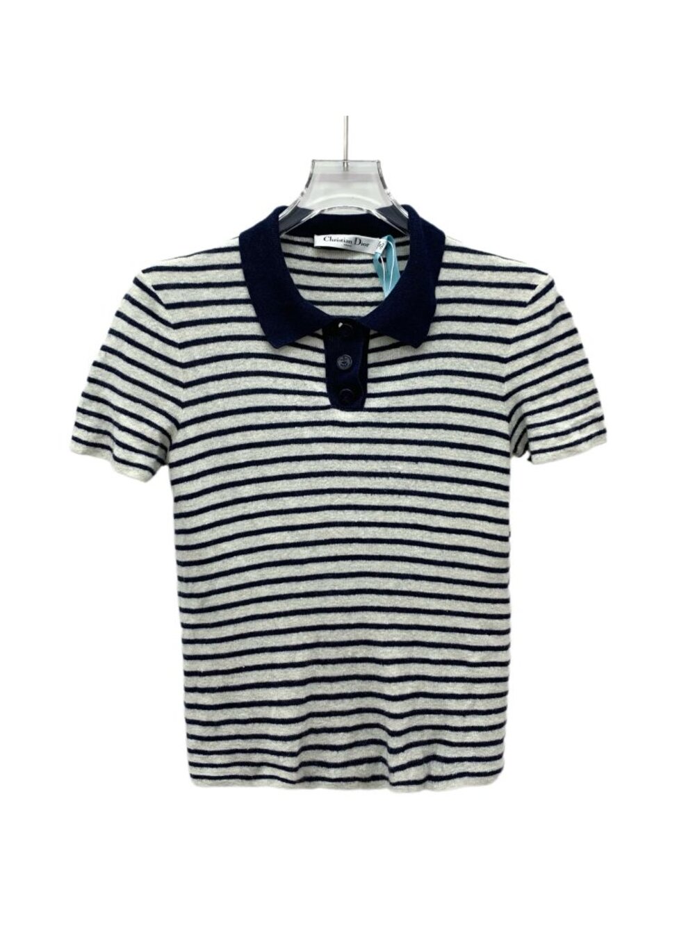 Dior Color-Block Striped Textured Knit Polo Shirt